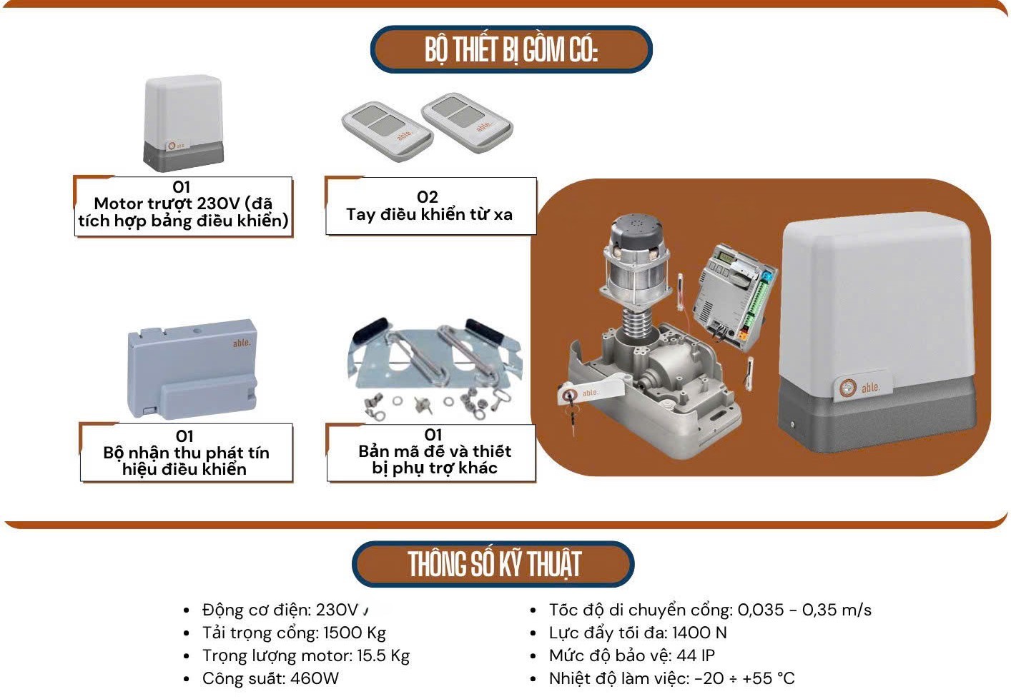 Bộ cổng lùa tự động SL MEDIUM 1500KG